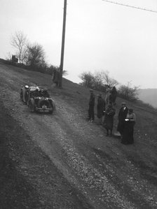 Singer of CV Glass climbing Nailsworth Ladder, Sunbac Colmore Trial, Gloucestershire, 1934. Artist: Bill Brunell.