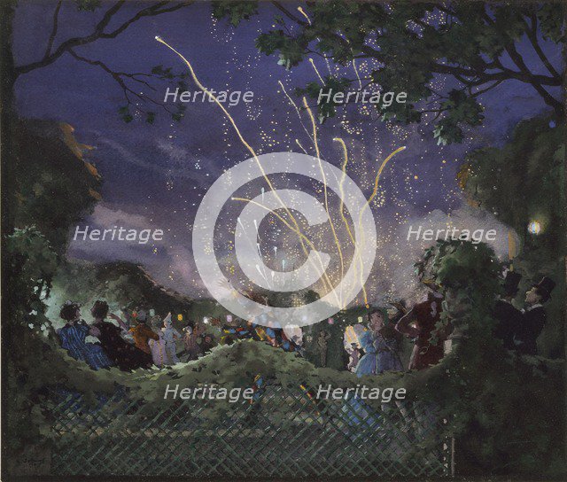 Fireworks, 1929. Artist: Konstantin Somov.