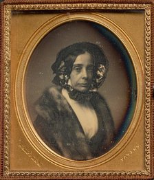 Portrait of a Middle-aged Woman in Bonnet and Fur Wrap, 1846-1853. Creator: John Adams Whipple.