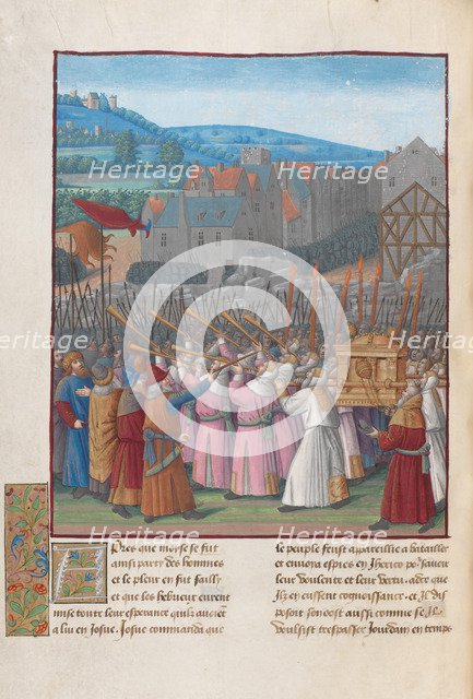 Joshua and the Fall of Jericho. Illustration in Flavius Josephus Antiquities of the Jews (Antiquit