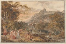 View of Vietri with Young Country Women Dancing for Shepherds in the Foreground, 1800. Creator: Joseph Anton Koch.