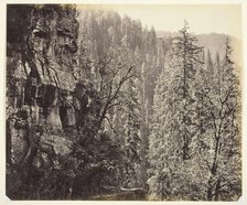Untitled [cliffs and trees], c. 1865.  Creator: Samuel Bourne.