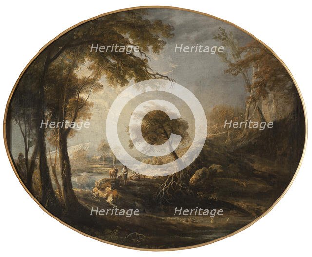 Landscape with Rustics and Cattle, 1768. Creator: Elias Martin.