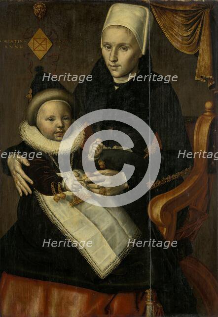 Mother and Child in Noord-Holland Costume, 1601. Creator: Jan Claesz.