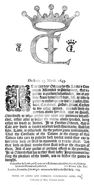 Order of Lords and Commons concerning arms, 1643/1644, (1893). Artist: Unknown