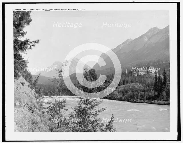Banff, Spray Valley and Banff Springs Hotel, Alberta, Canada, c1902. Creator: Unknown.