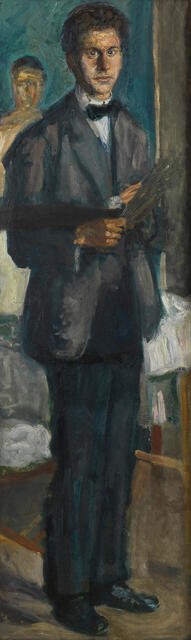 Self-portrait with a palette, 1906-1907. Creator: Gerstl, Richard (1883-1908).