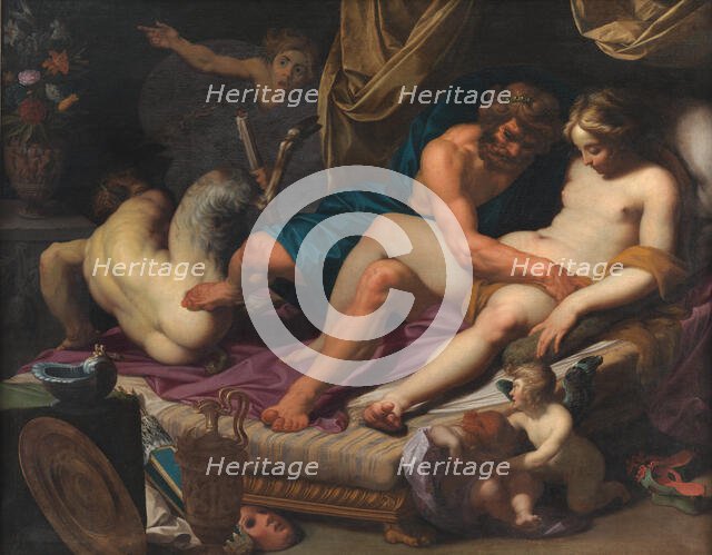 Hercules Kicking Faunus out of Omfale's Bed, 1607. Creator: Abraham Bloemaert.