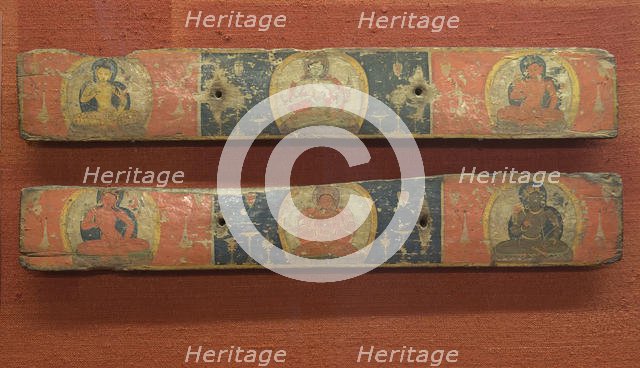 Pair of Manuscript Covers: Prajnaparamita Flanked by Bodhisattvas (above)...12th century. Creator: Unknown.