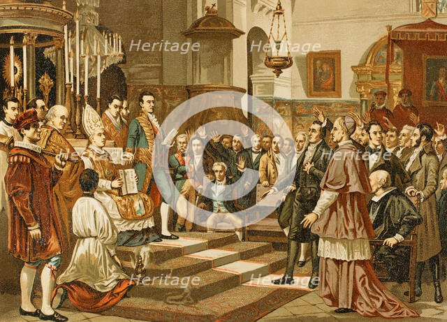 Oath of the deputies to the Extraordinary and General Cortes in 1810, (1892). Creator: Unknown.