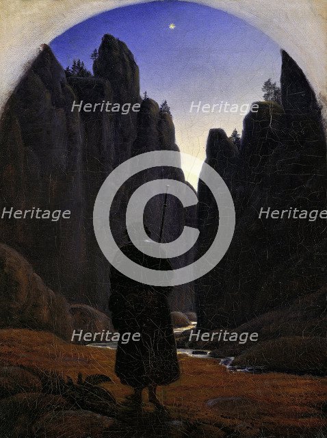 Pilgrim in a Rocky Valley, ca 1820. Artist: Carus, Carl Gustav (1789-1869)
