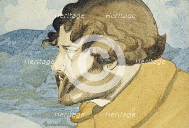 Self-Portrait, 1921. Artist: Voloshin, Maximilian (1877-1932)