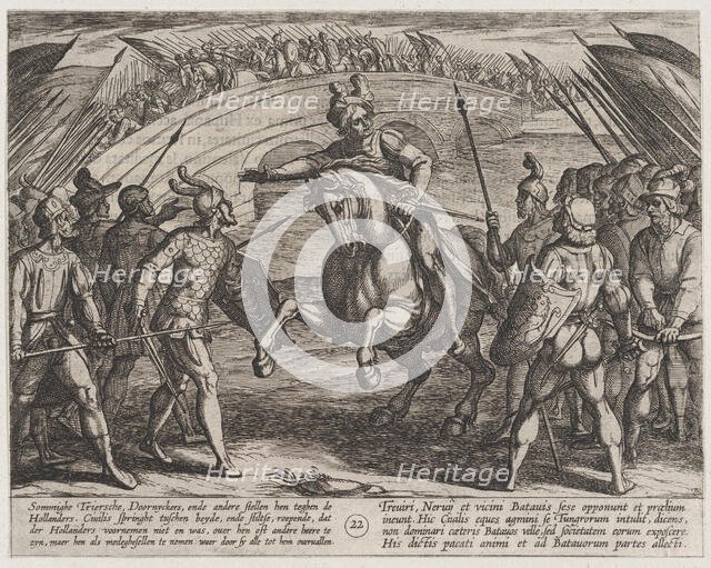 Plate 22: Civilis Separates German and Dutch Troops, from The War of the Romans Against th..., 1611. Creator: Antonio Tempesta.