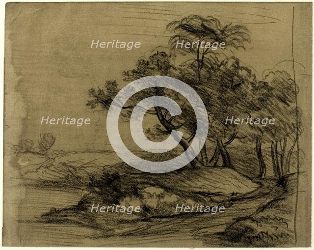 River Bank with Trees (recto), 1796/1837. Creator: John Constable.