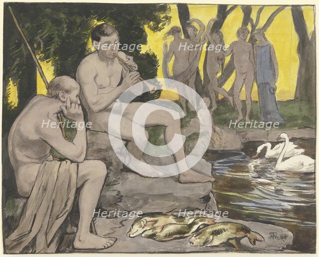 The Elysian Fields (Dancing nymphs), 1890. Creator: Hans Thoma.