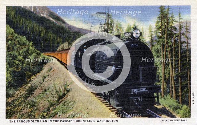 The 'Famous Olympian' travelling through the Cascade Mountains, Washington, USA, 1940. Artist: Unknown