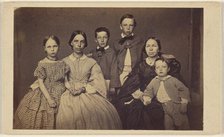 Group family portrait, two women and four children, about 1865. Creator: Unknown.