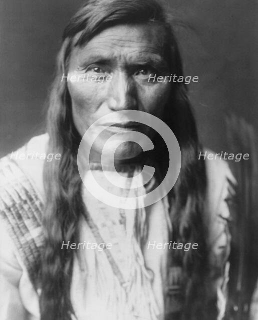 Head Dress-Atsina, c1908. Creator: Edward Sheriff Curtis.