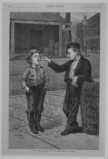 Open Your Mouth and Shut Your Eyes (Harper's Weekly), May 16, 1874. Creator: Unknown.