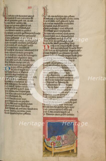 Abraham Making Love to Hagar; Weltchronik, about 1400-1410. Creator: Unknown.