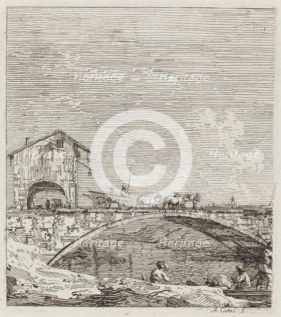 The Wagon Passing over a Bridge, c. 1735/1746. Creator: Canaletto.