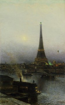 The Eiffel tower at Night, 1889. Creator: Bogolyubov, Alexei Petrovich (1824-1896).
