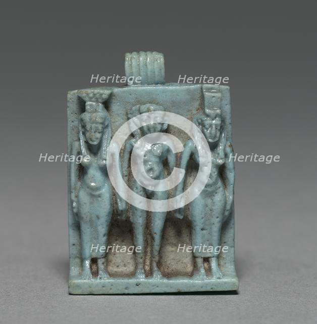 Triad: Horus between Isis and Nephthys, 664-525 BC. Creator: Unknown.