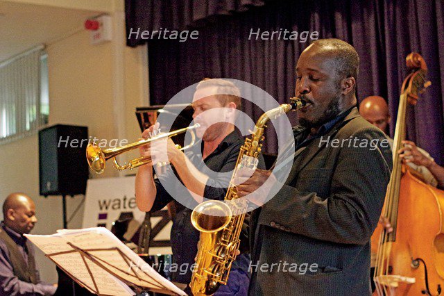 Tony Kofi and Quentin Collins, Watermill Jazz Club, Dorking, Surrey, 2015.  Artist: Brian O'Connor.