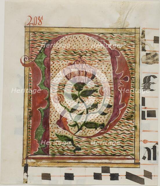 Decorated Initial "P" with Flowers from a Manuscript, n.d. Creator: Unknown.