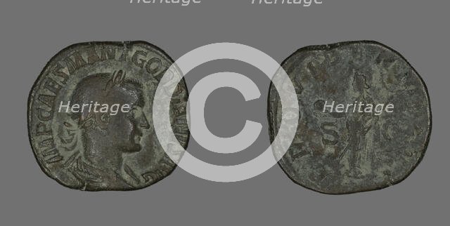 Sestertius (Coin) Portraying Emperor Gordianus, 238-244. Creator: Unknown.