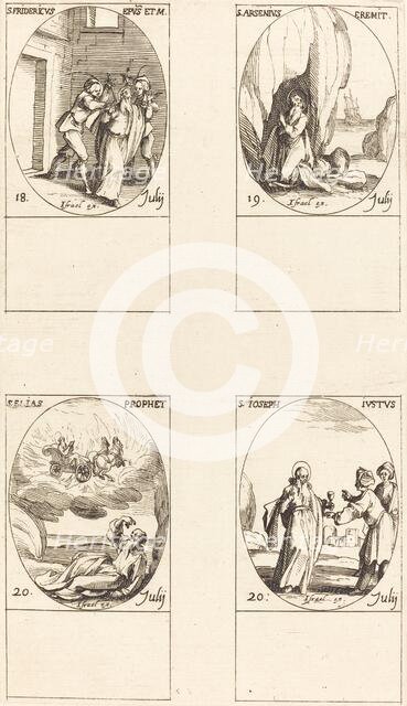 St. Frederick; St. Arsenius, Hermit; St. Elias, Prophet; St. Joseph the Just. Creator: Jacques Callot.