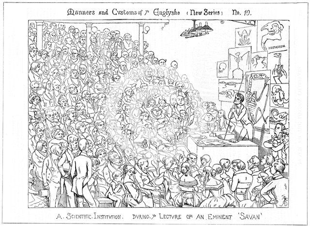 A Scientific Institution. During ye Lecture of an Eminent 'Savan', 1849. Artist: Richard Doyle