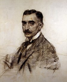 Charcoal portrait Francesc Macia (1859 - 1933), Spanish soldier and politician, president of the …