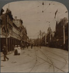 'Auckland's chief business thoroughfare, Queen St., looking S., New Zealand', c1900. Artist: Unknown.