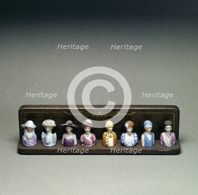 Figurines depicting lady golfers, early 20th century. Artist: Unknown