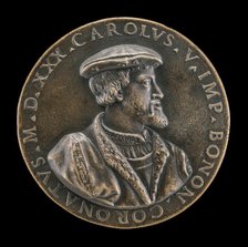 Coronation Medal of Charles V, 1500-1558, King of Spain 1516, 1530. Creator: Giovanni Bernardi.