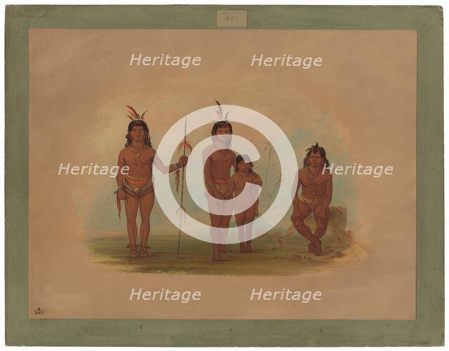 Four Goo-a-give Indians, 1854/1869. Creator: George Catlin.