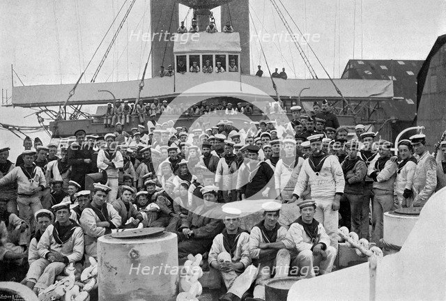 On the forecastle of HMS 'Royal Sovereign', 1895. Artist: Gregory & Co
