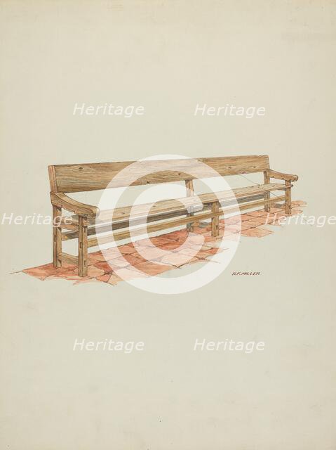 Mission Bench, c. 1936. Creator: Randolph F Miller.