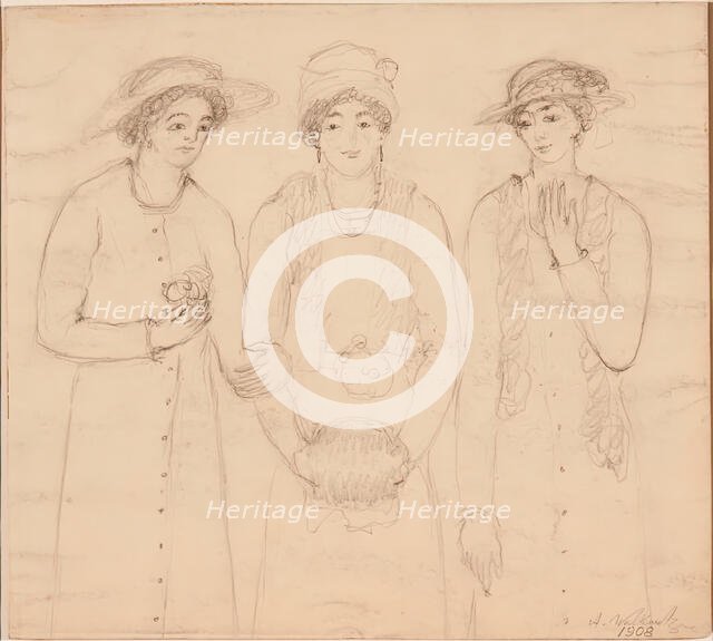 Three Women, 1908. Creator: Abraham Walkowitz.