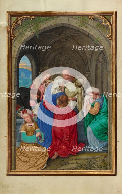 The Entombment; Prayer Book of Cardinal Albrecht of Brandenburg, about 1525-1530. Creator: Simon Bening.