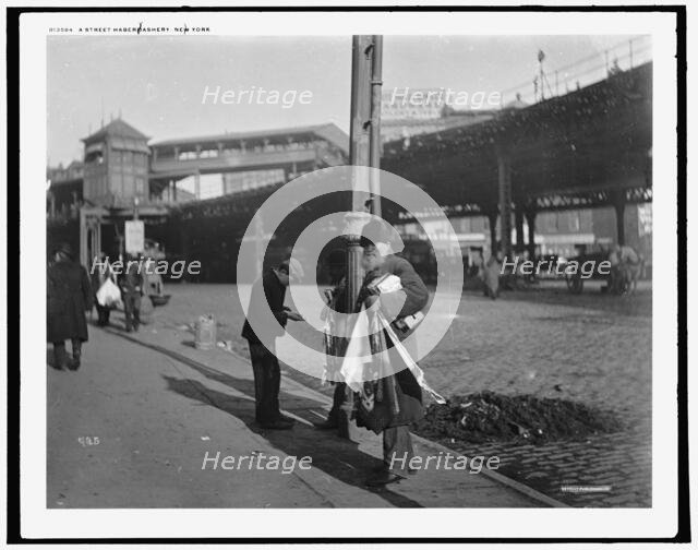 A street haberdashery, New York, c1900. Creator: Byron Company.