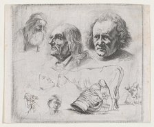 Study of Six Heads and a Milkmaid, 1816. Creator: Ignace Joseph de Claussin.