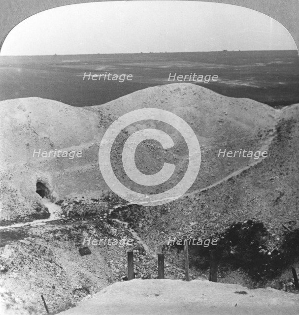 Mine crater at La Boiselle, the Somme, France, World War I, c1916-c1918. Artist: Realistic Travels Publishers