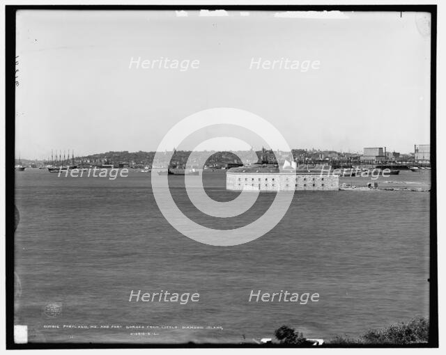 Portland, Me., and Fort Gorges from Little Diamond Island, c1905. Creator: Unknown.
