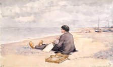 Sizewell - James McBey Sketching, 1914. Creator: Martin Hardie.