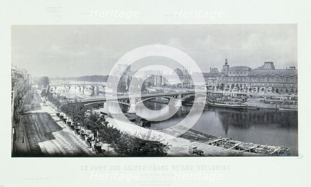Pont des Saint-Peres and Tuileries. View taken from the Malaquais quay, 1865. Creator: Frederic Martens.
