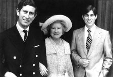 Prince Charles, the Queen Mother and Prince Andrew, Royal Lodge, Windsor, 1975. Creator: Unknown.