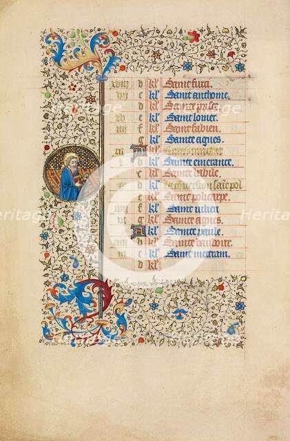 January Calendar Page: Saint Paul; Book of Hours, about 1440-1450. Creator: Workshop of the Bedford Master.