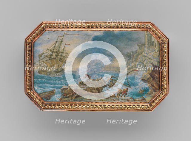 Snuffbox with six maritime scenes, 1770-71. Creator: Dominique-François Poitreau.